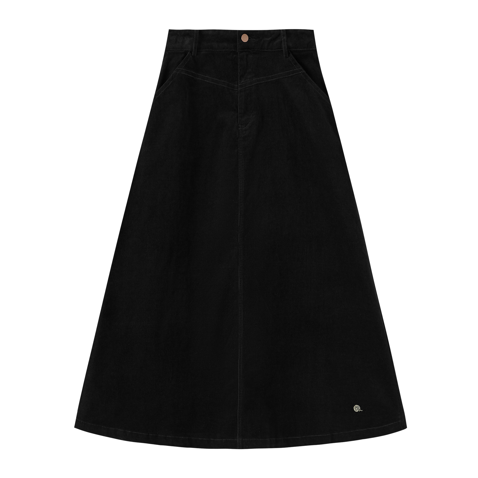Corduroy Skirt With Button