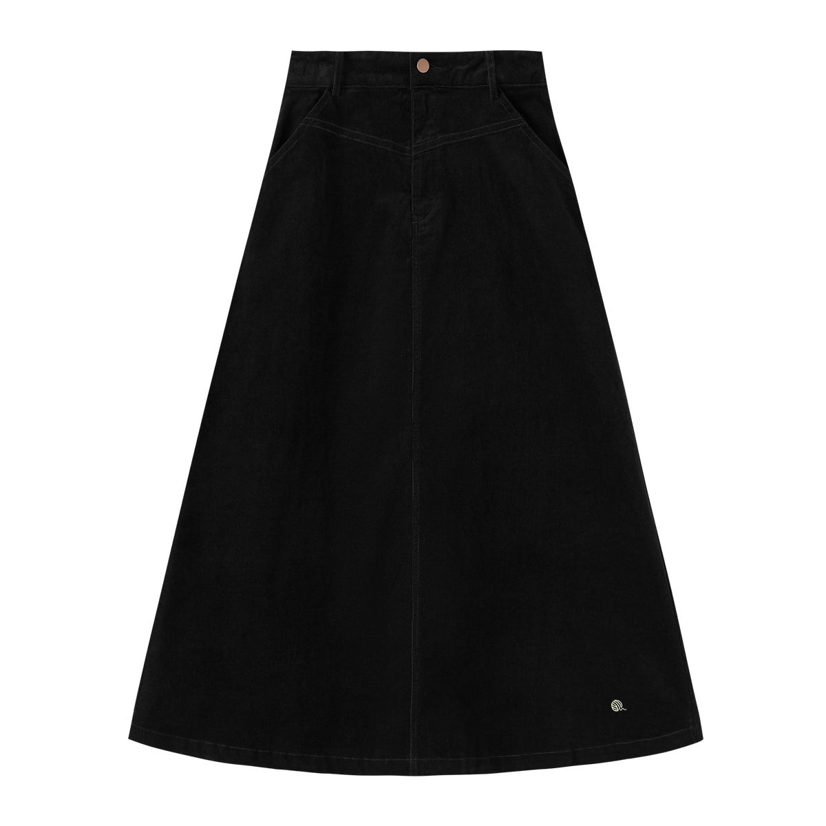 Corduroy Skirt With Button