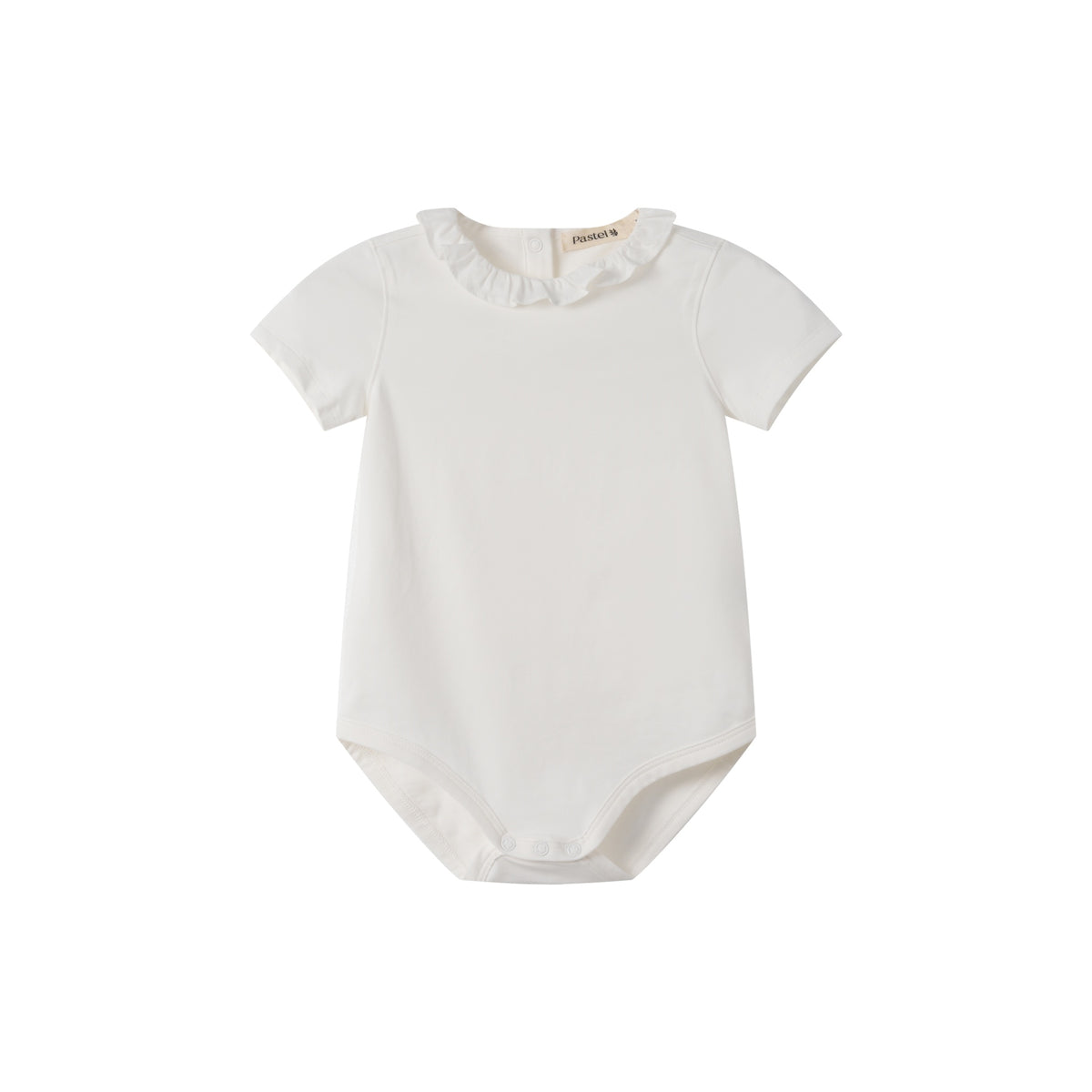 Short Sleeve Onesie With Ruffle Neck