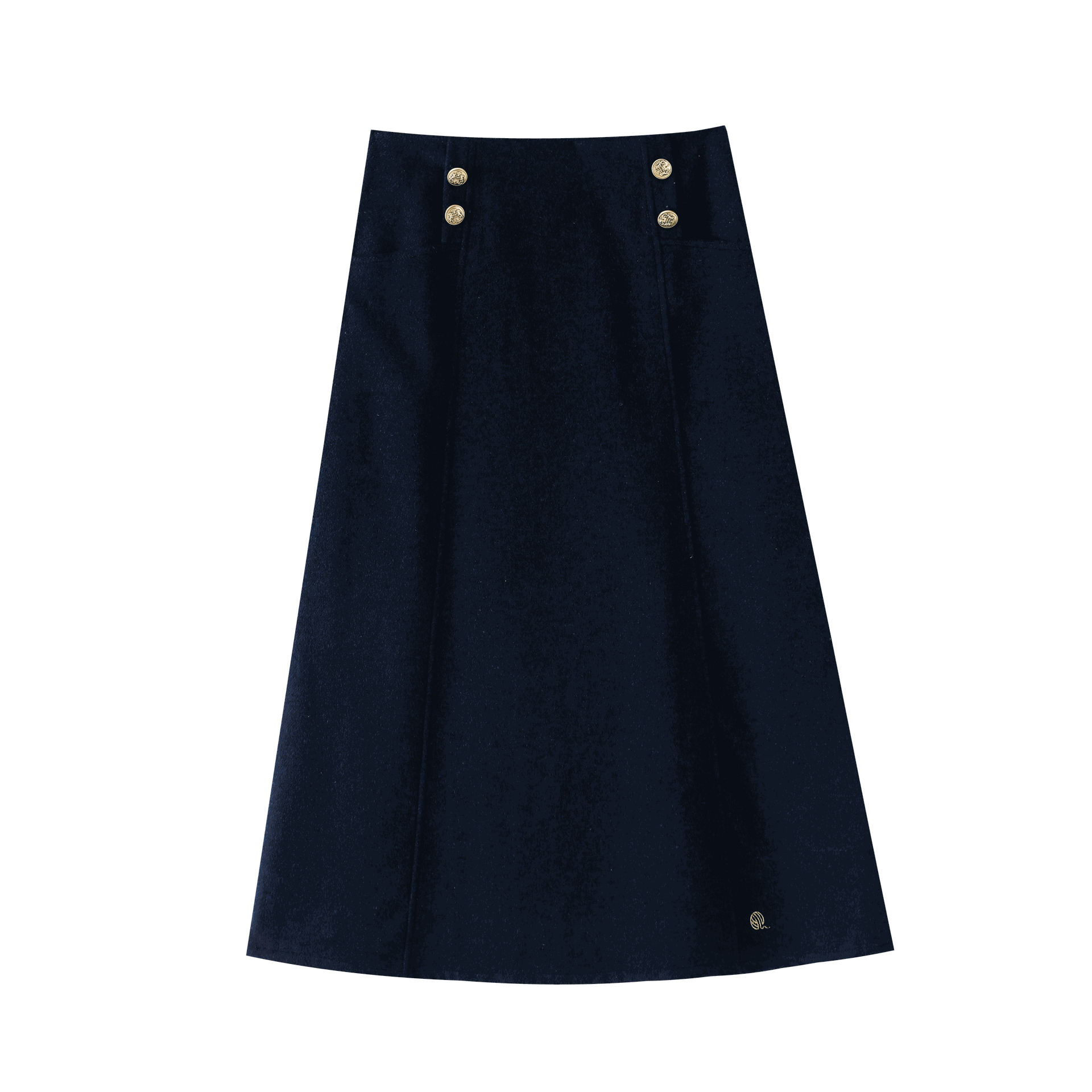 A-Line Midi Skirt With Button Details