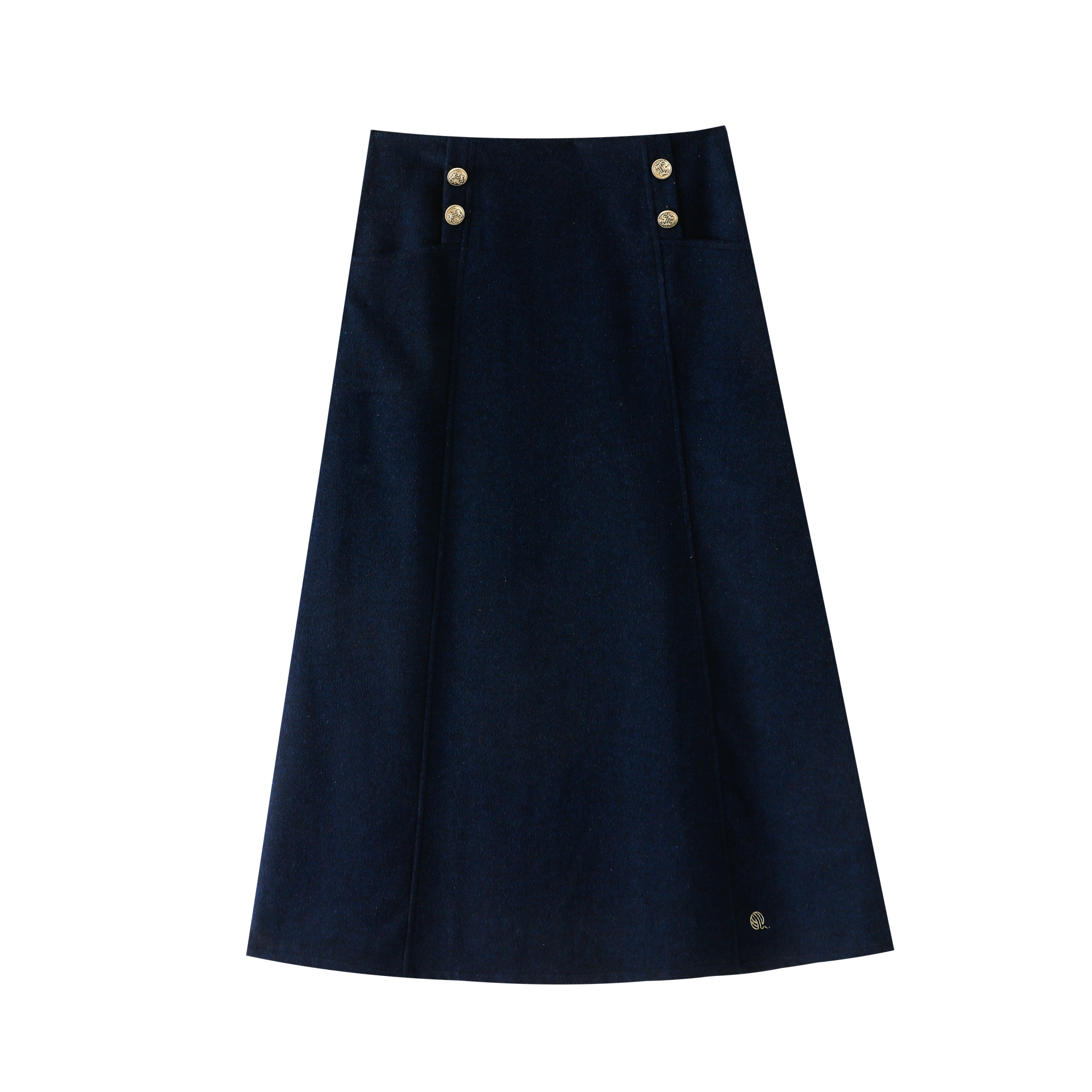 A-Line Midi Skirt With Button Details
