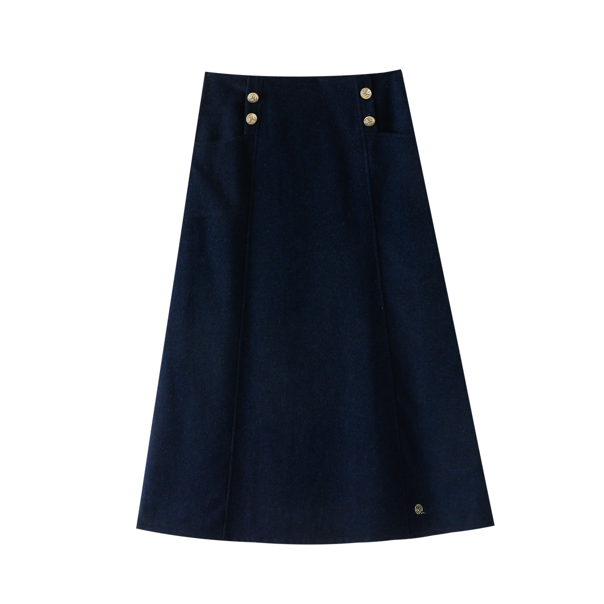 A-Line Midi Skirt With Button Details