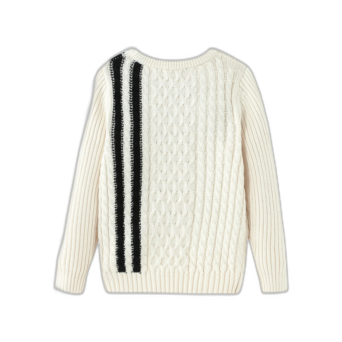 Cable Sweater With Contrast Stripes