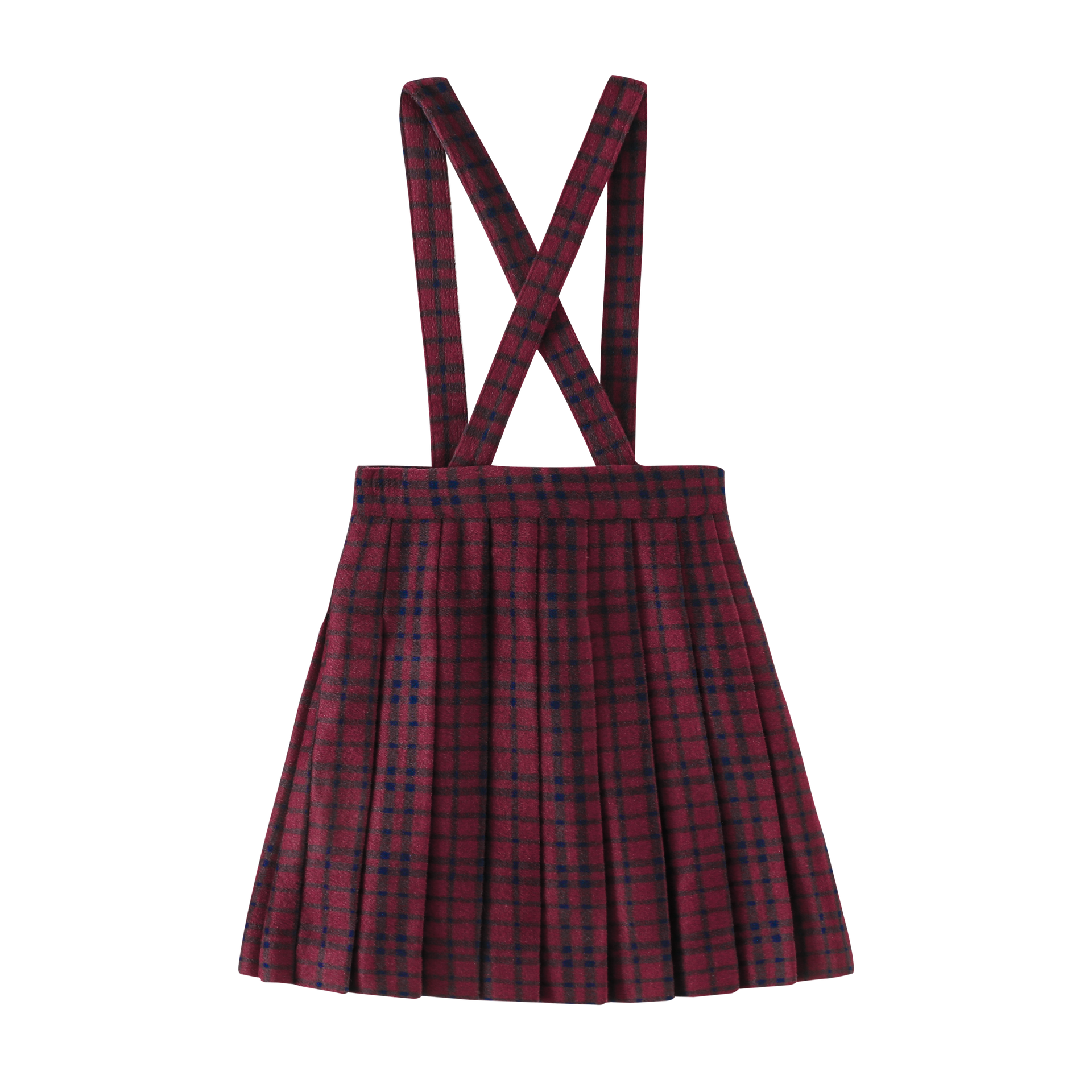 Plaid Pleated Suspender Skirt