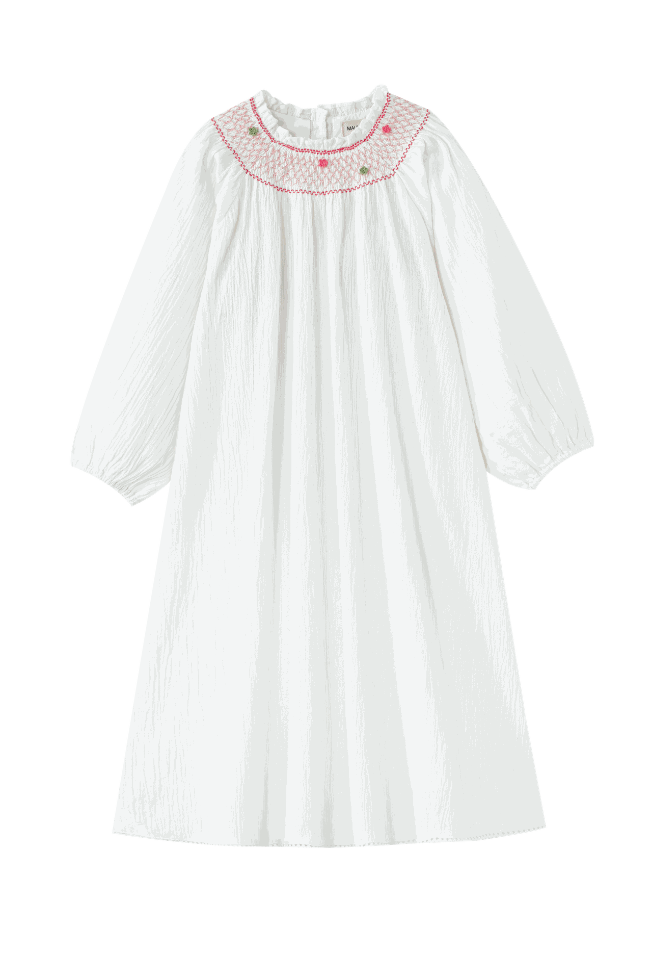 Linen Dress With Floral Smocking