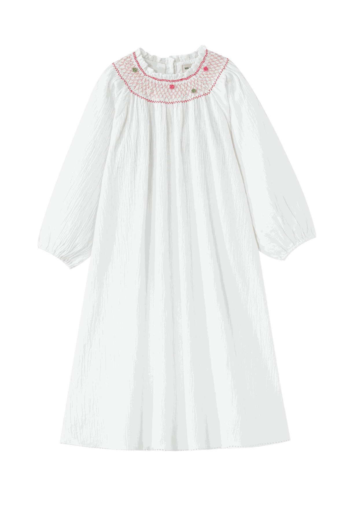 Linen Dress With Floral Smocking