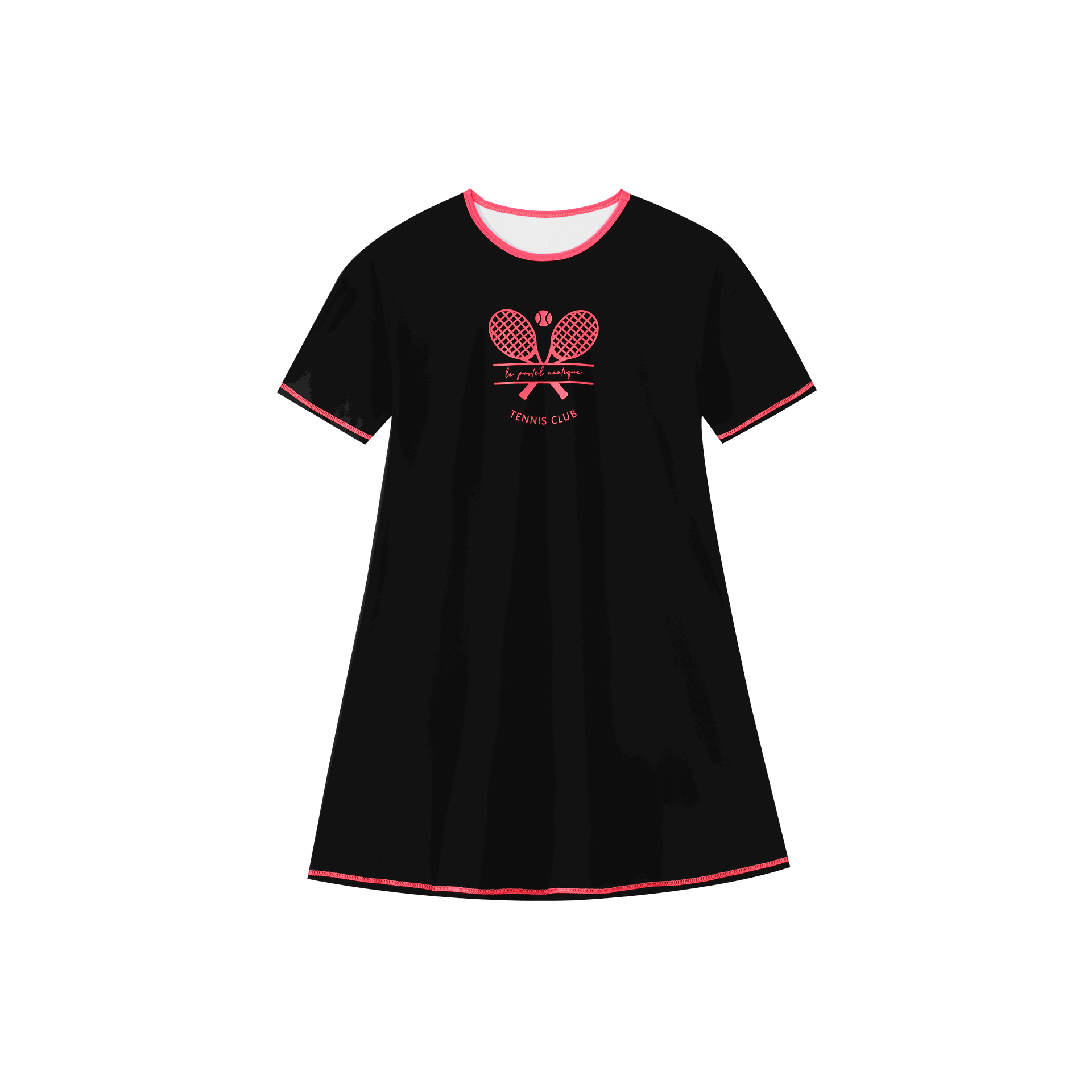 Tennis Print Swim Dress Short Sleeve