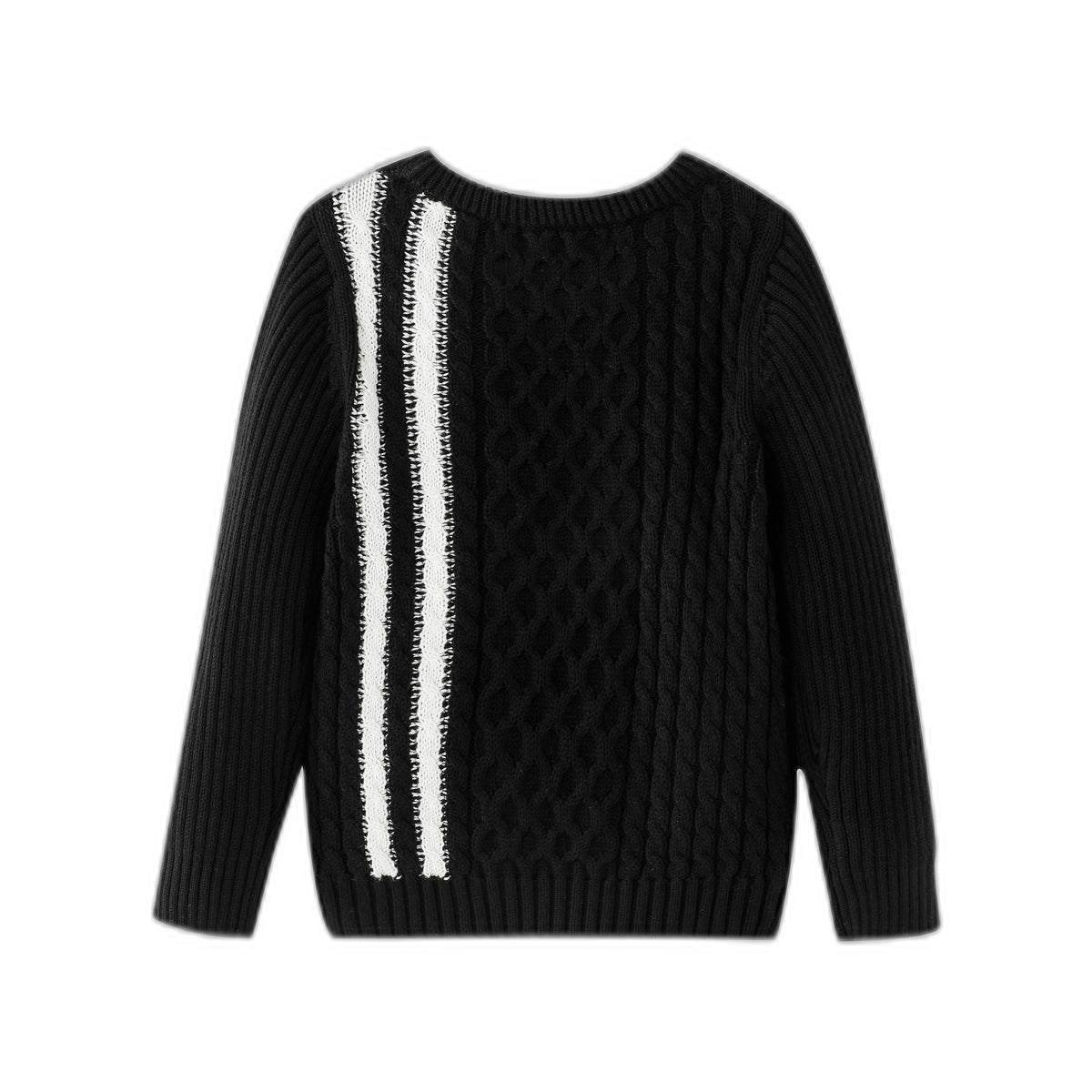 Cable Sweater With Contrast Stripes