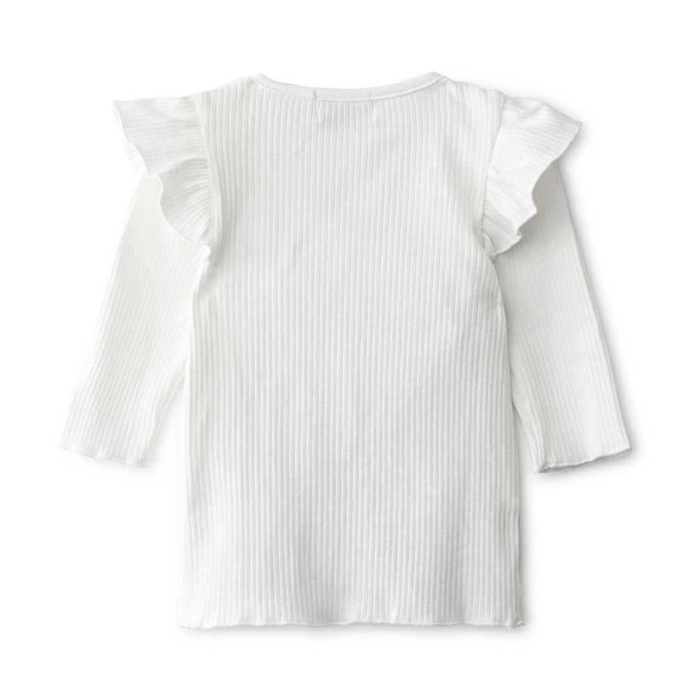 3/4 Sleeve Ribbed Flutter Tee