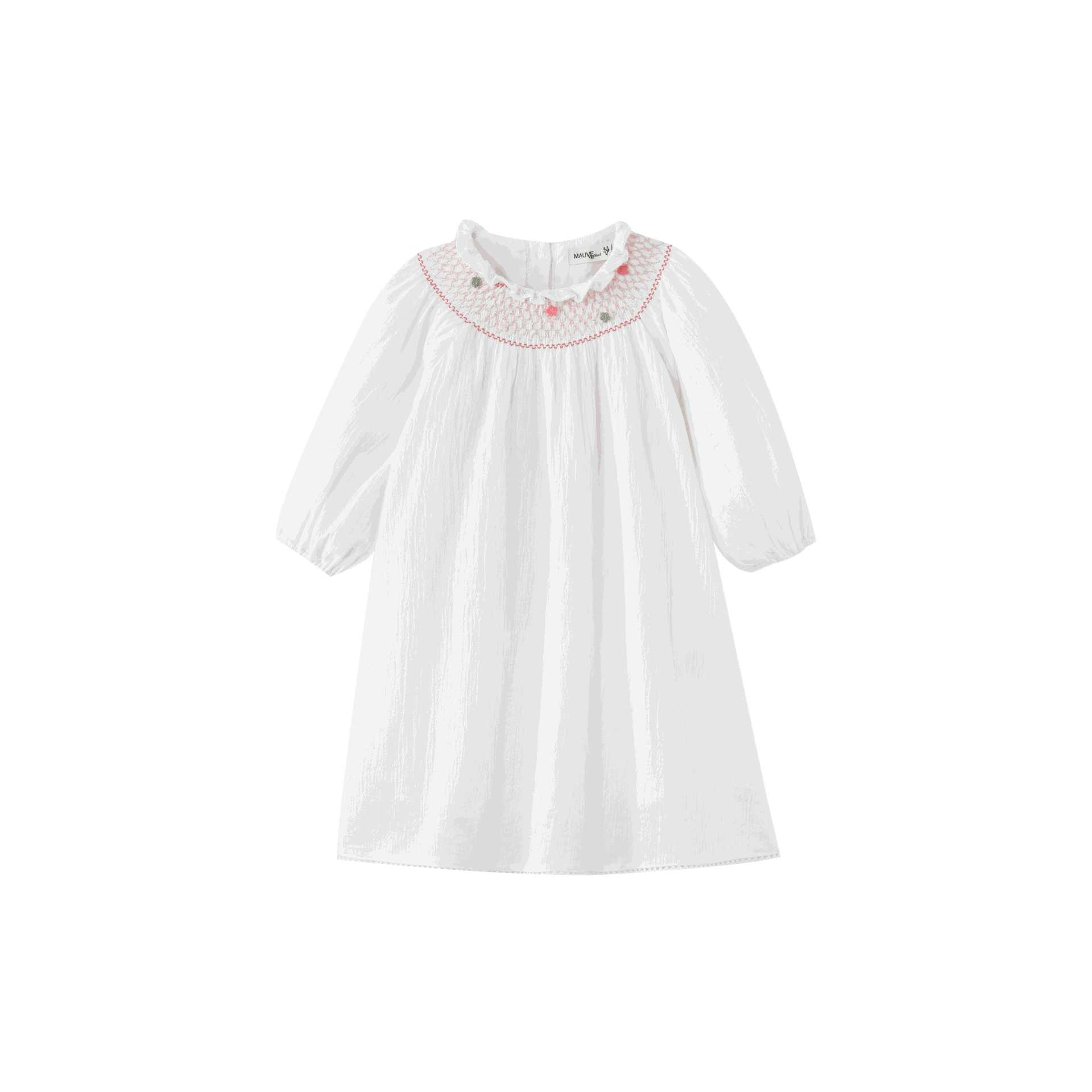 Linen Dress With Floral Smocking