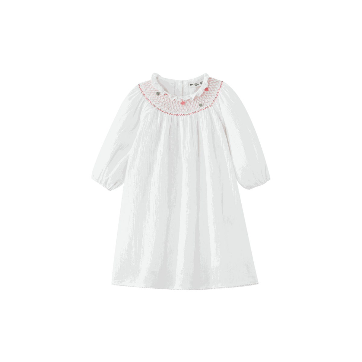 Linen Dress With Floral Smocking