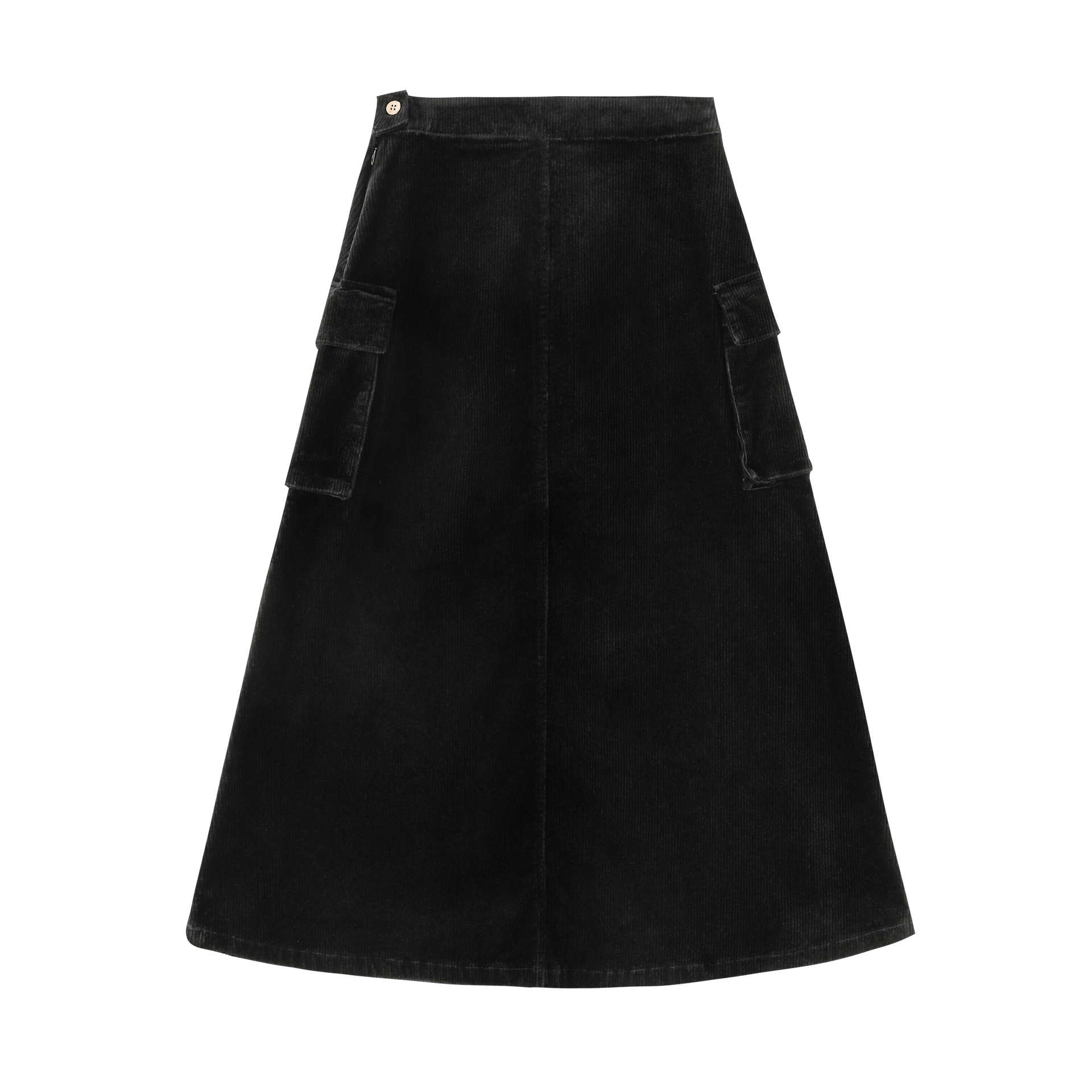 Corduroy Skirt With Side Pockets