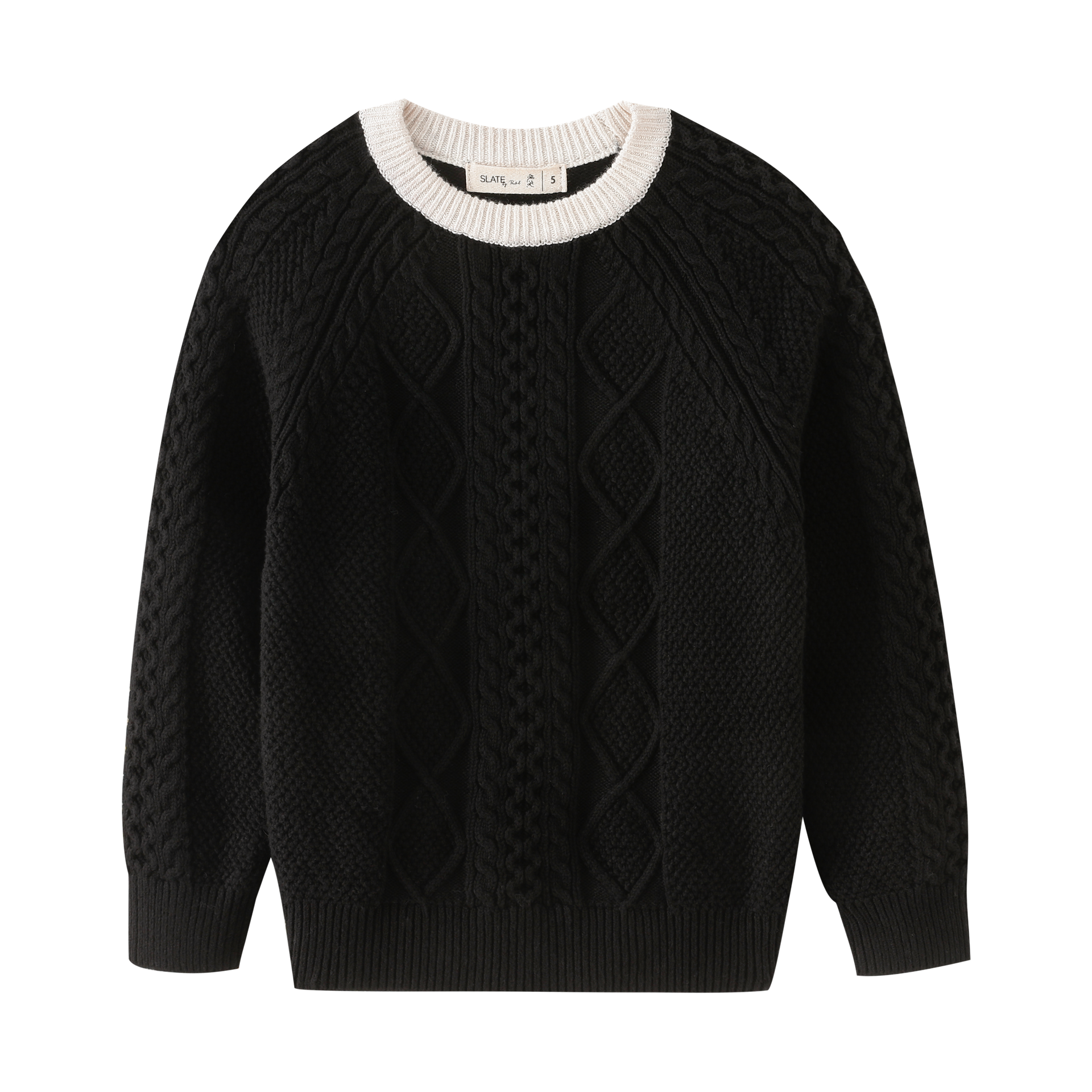 Cable Knit Sweater With Contrast Edging