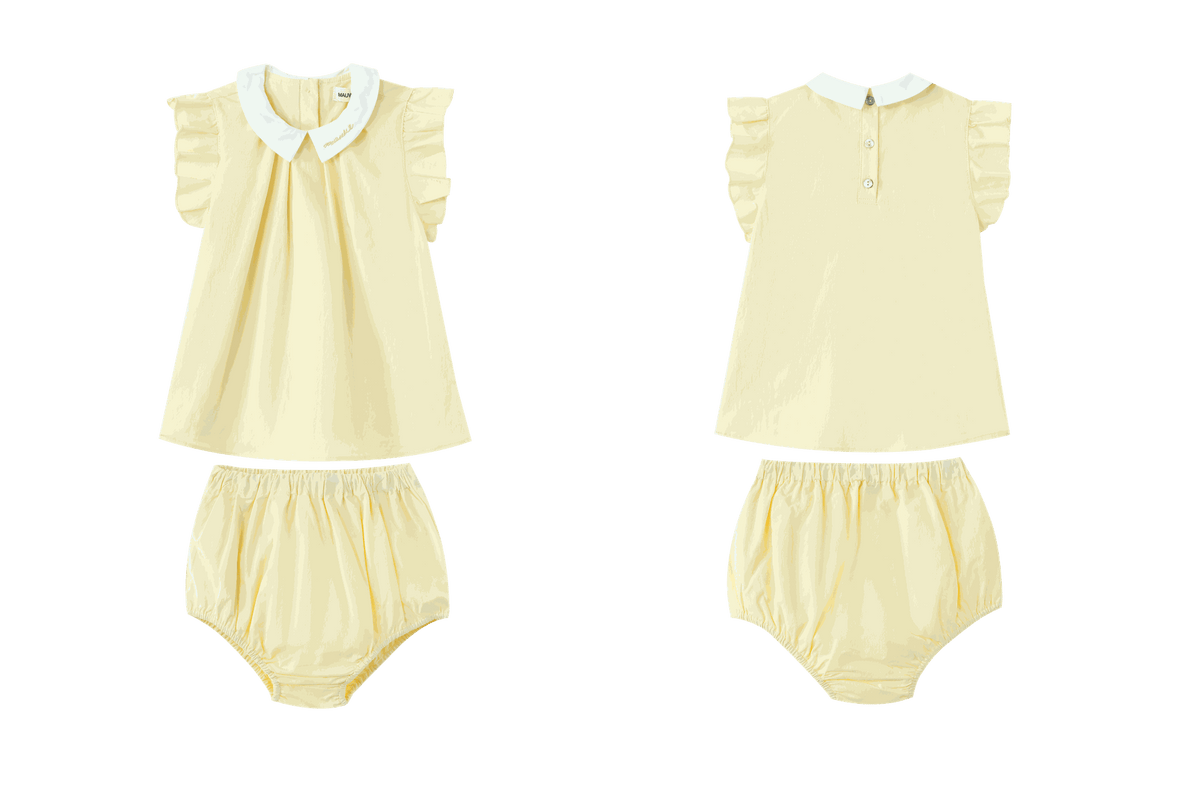Pintuck Bloomer Set With Collar