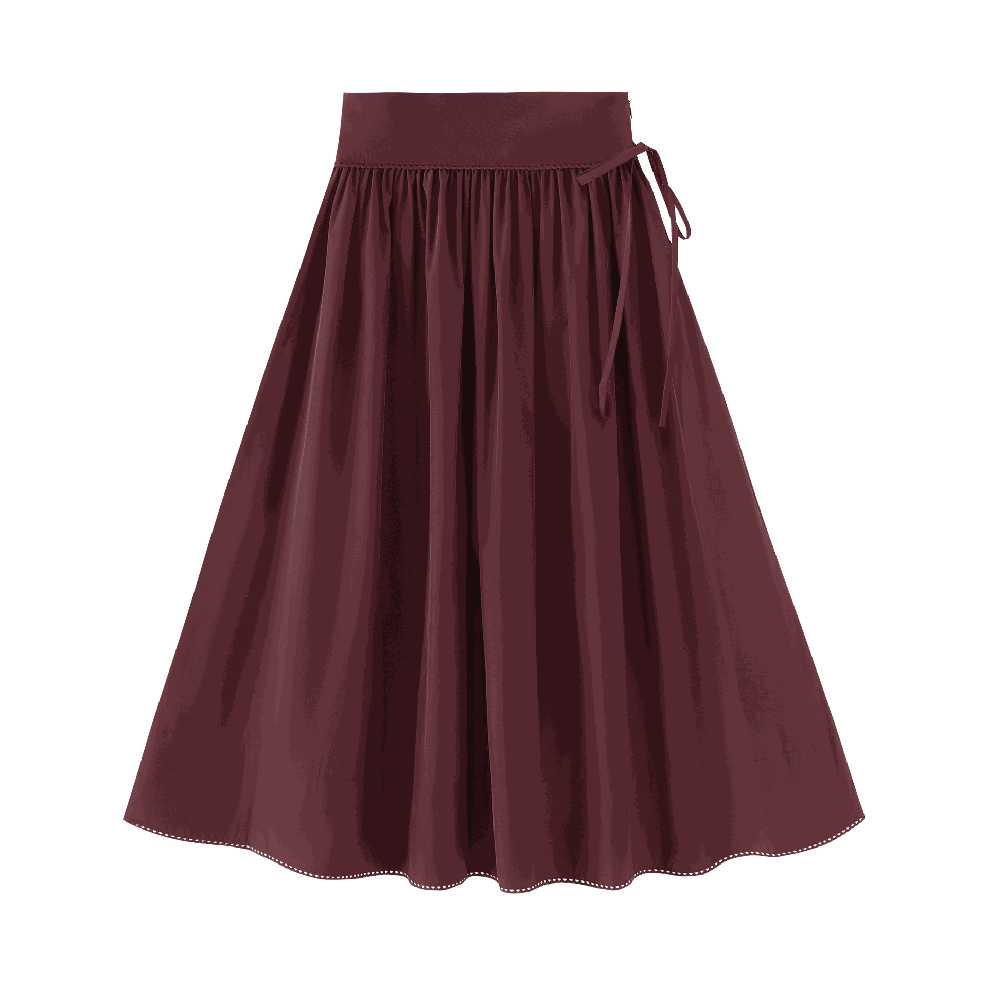 Taffeta Gathered Skirt With Bow