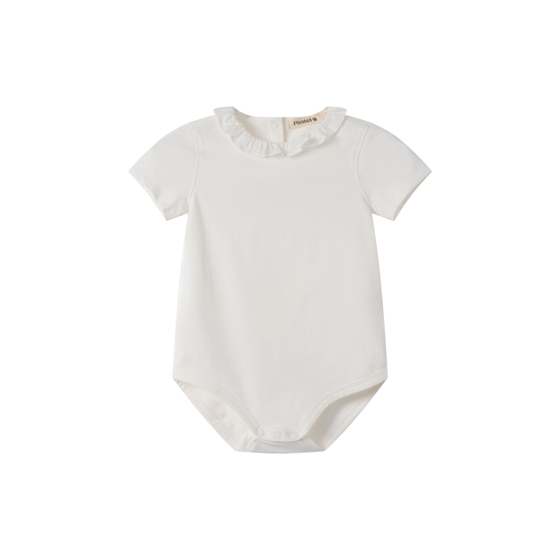 Short Sleeve Onesie With Ruffle Neck