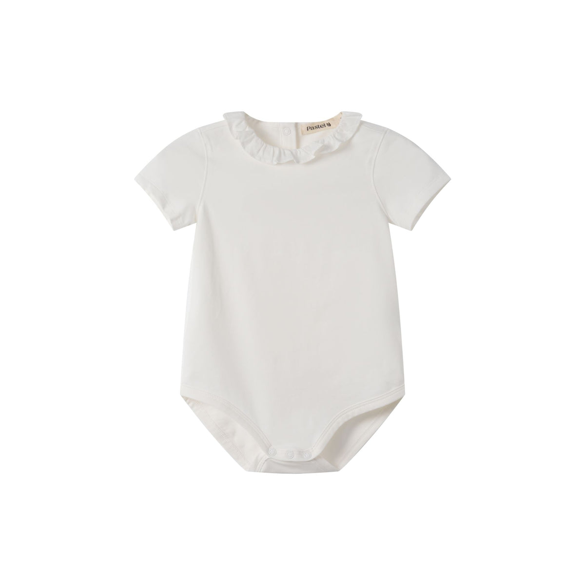 Short Sleeve Onesie With Ruffle Neck