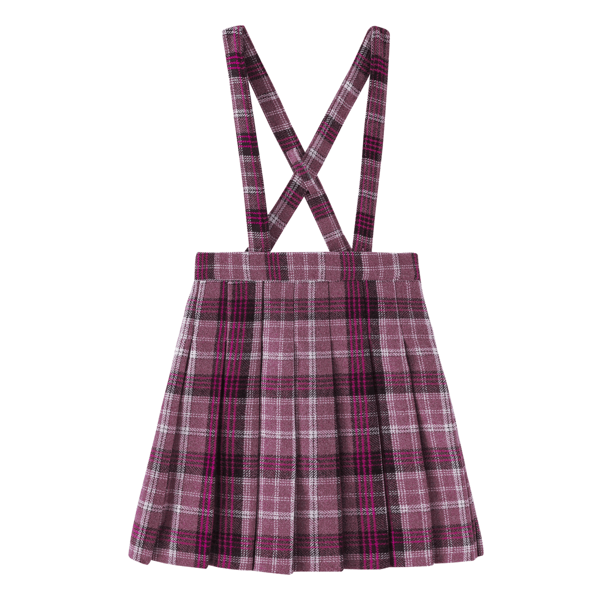 Plaid Pleated Suspender Skirt