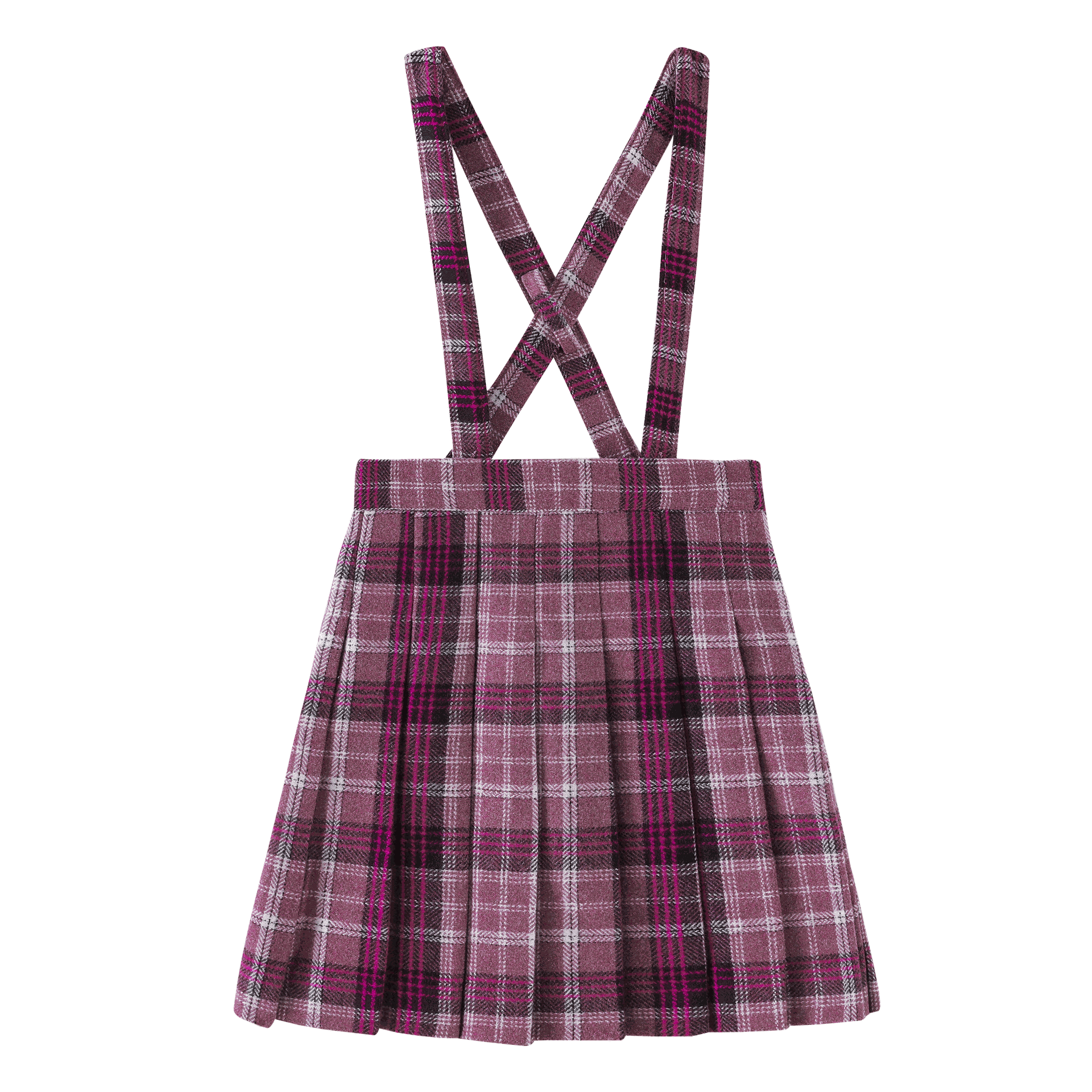 Plaid Pleated Suspender Skirt