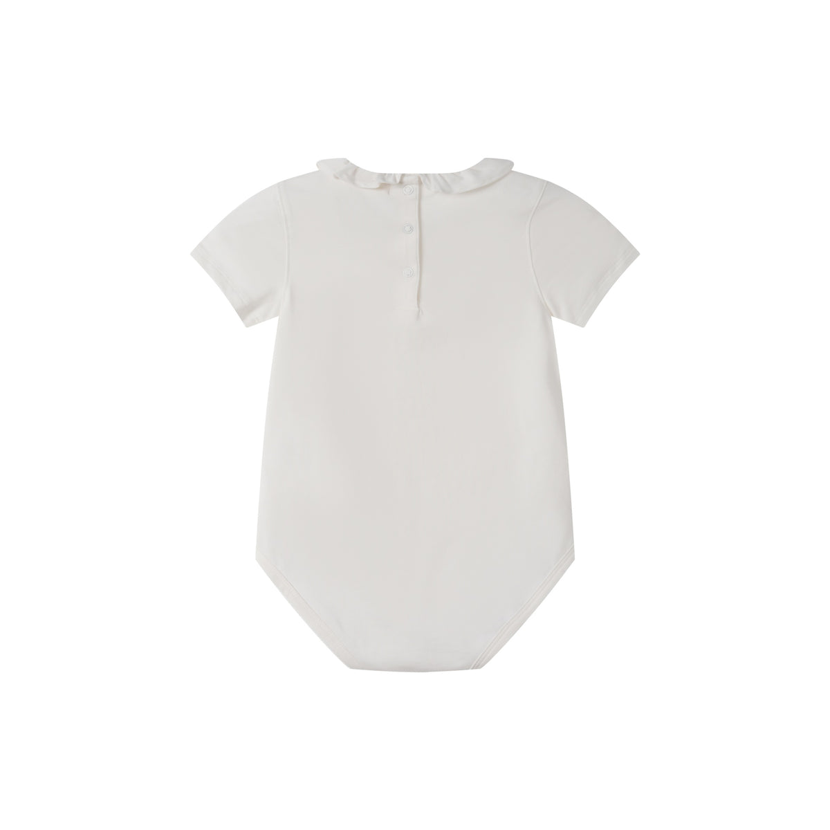Short Sleeve Onesie With Ruffle Neck