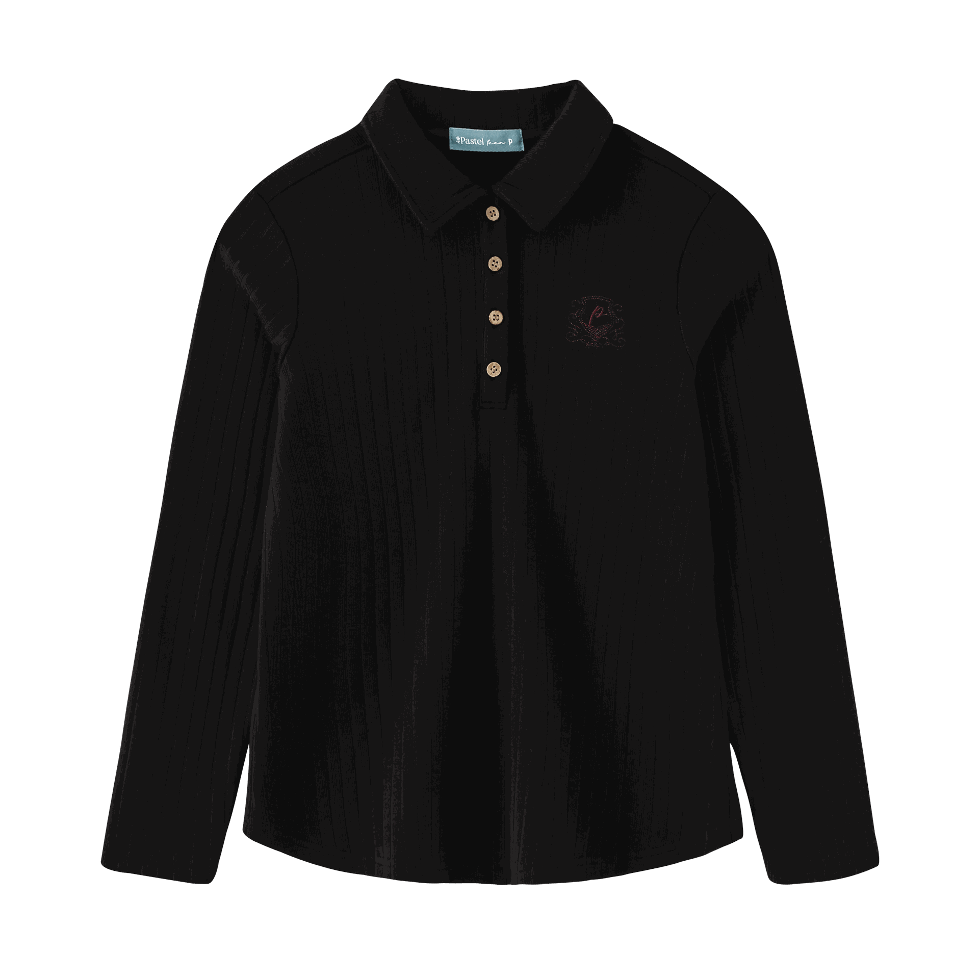 Ribbed Button-Collar Tshirt