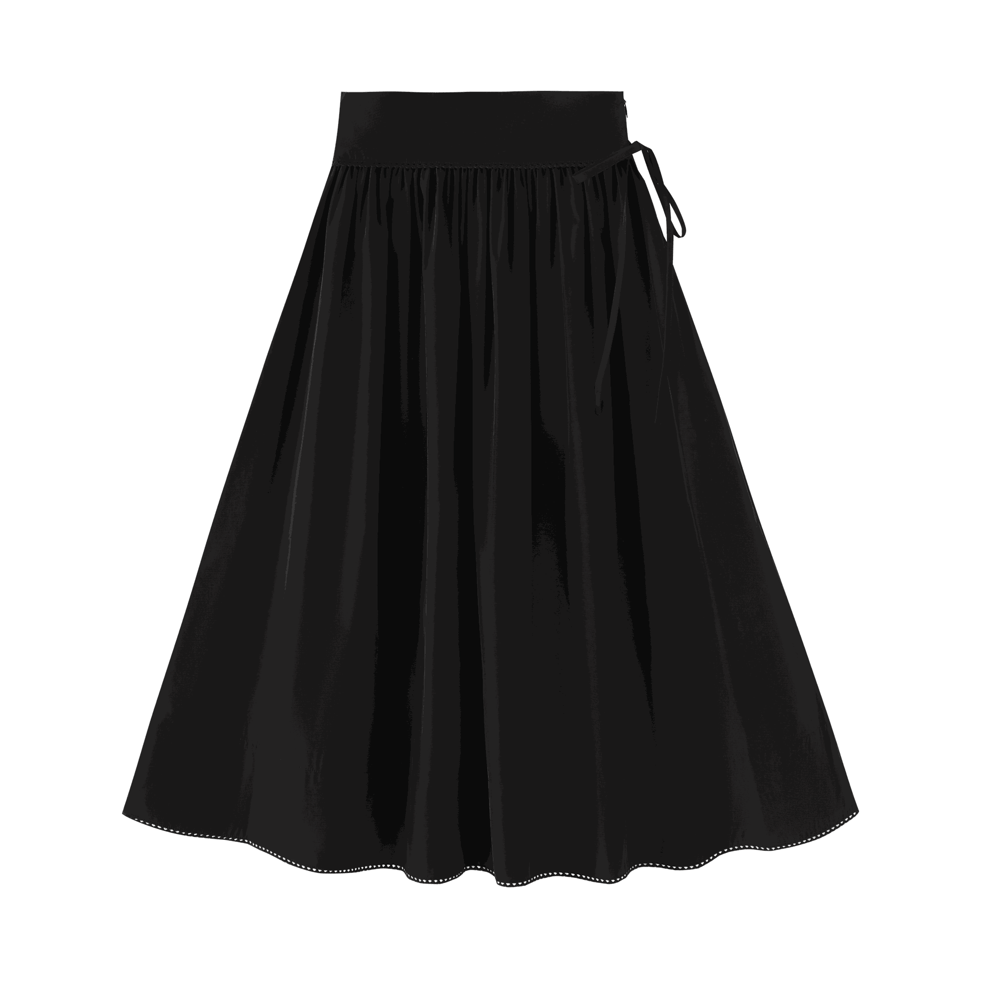 Taffeta Gathered Skirt With Bow