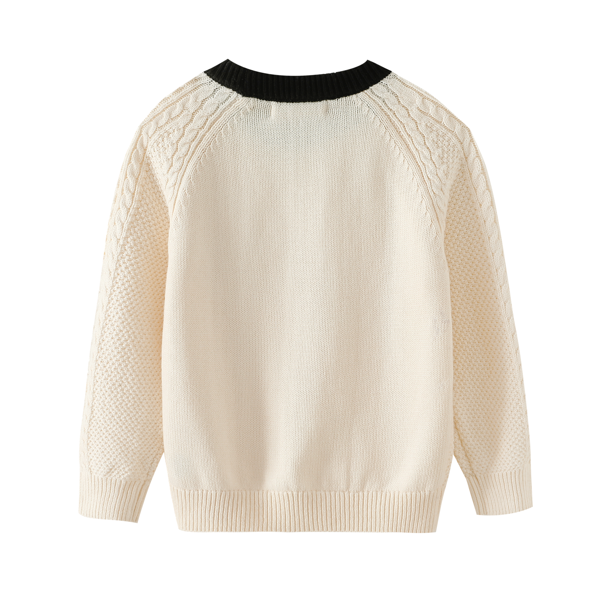 Cable Knit Sweater With Contrast Edging