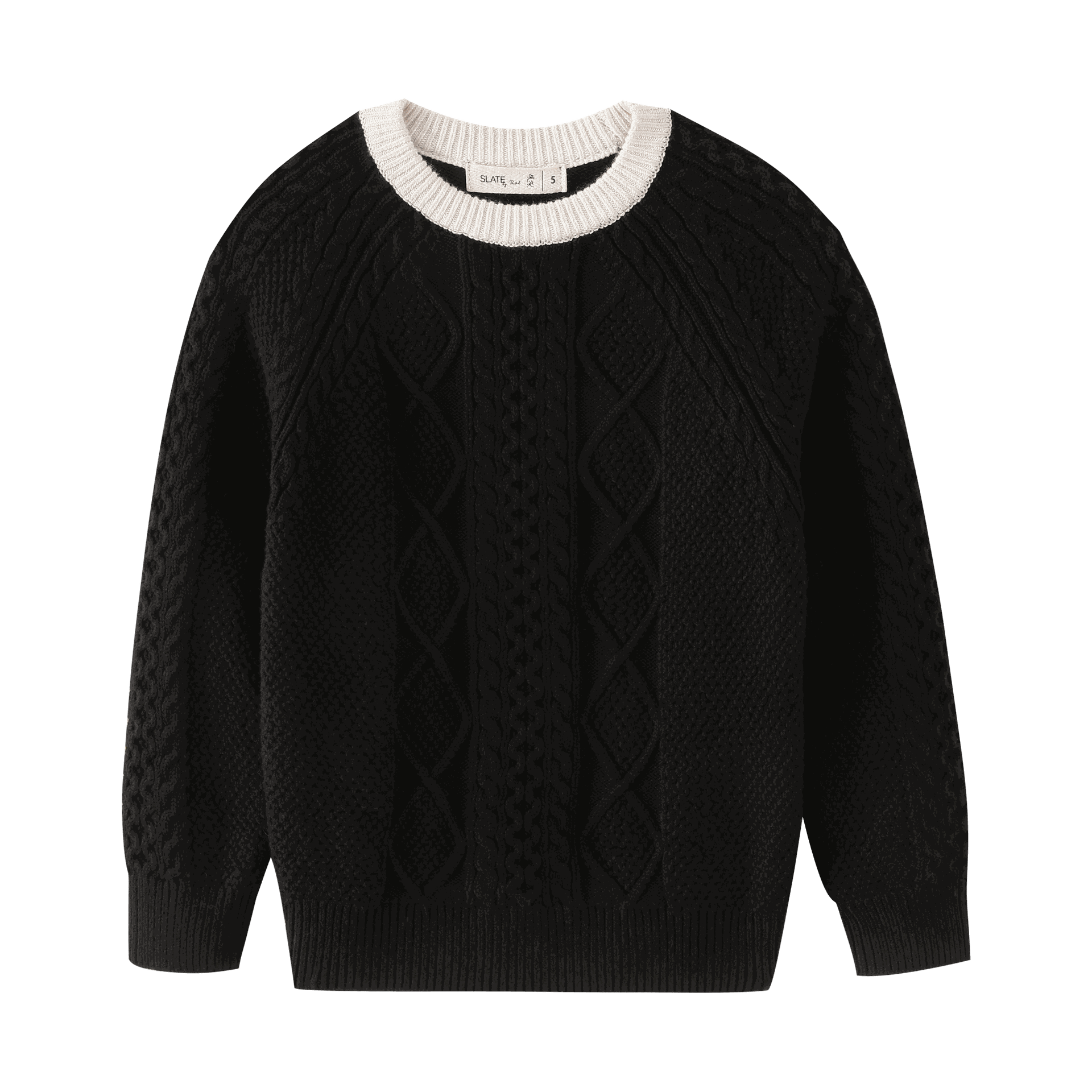 Cable Knit Sweater With Contrast Edging