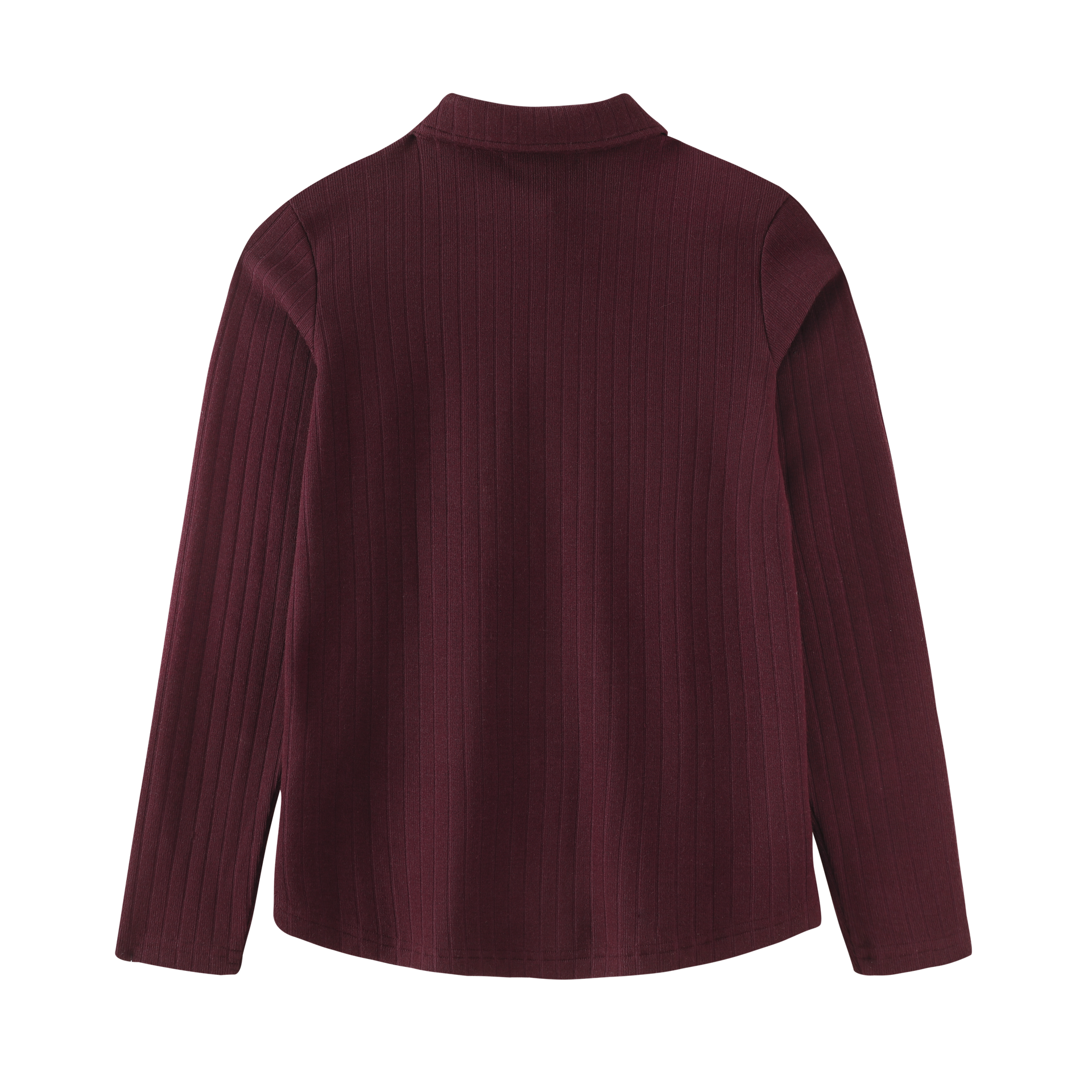 Ribbed Button-Collar Tshirt