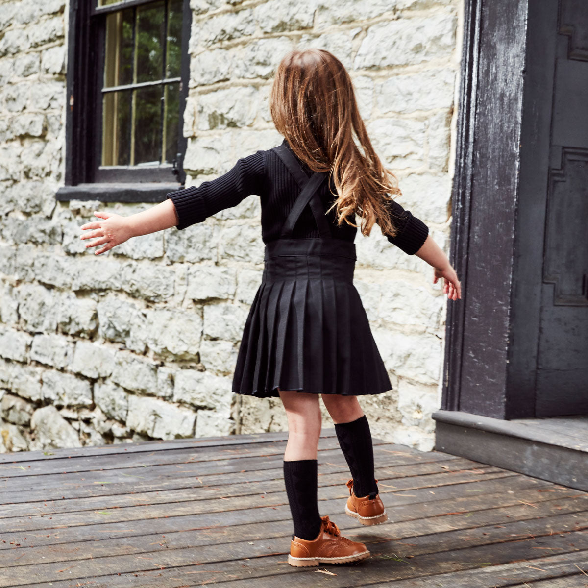 Pleated Suspender Skirt