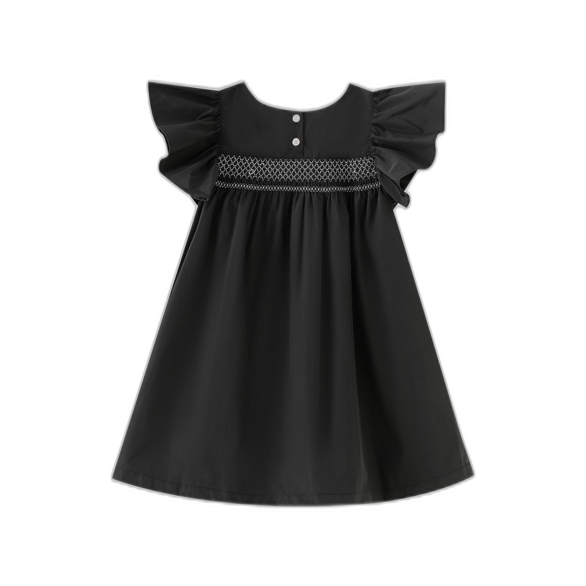 Smocked Flutter Sleeve Taffeta Jumper