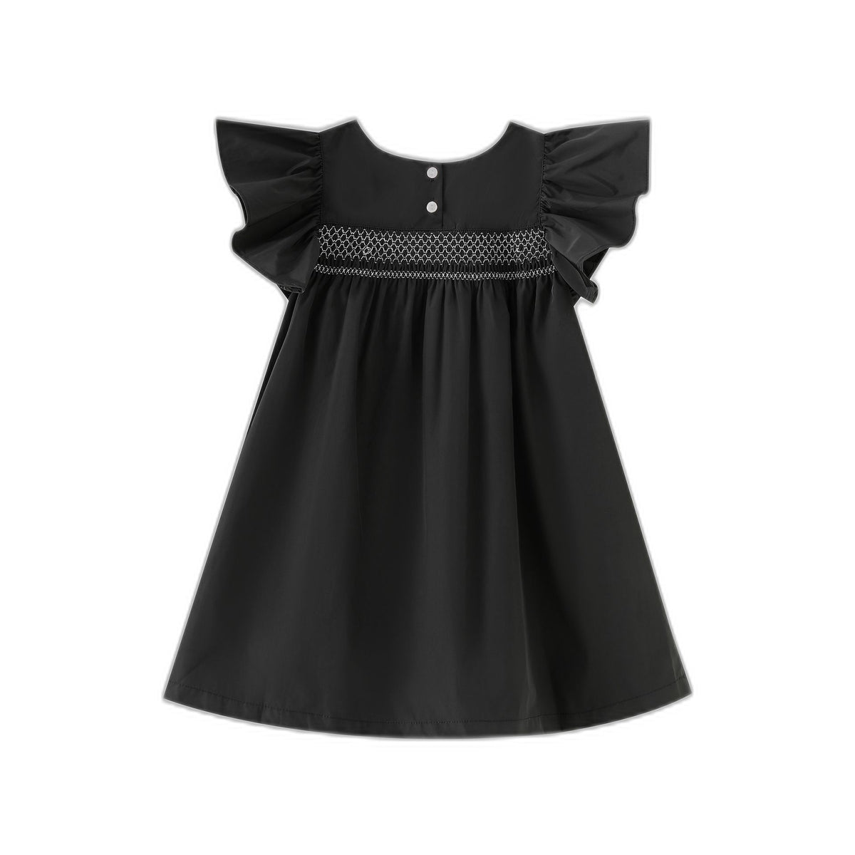 Smocked Flutter Sleeve Taffeta Jumper