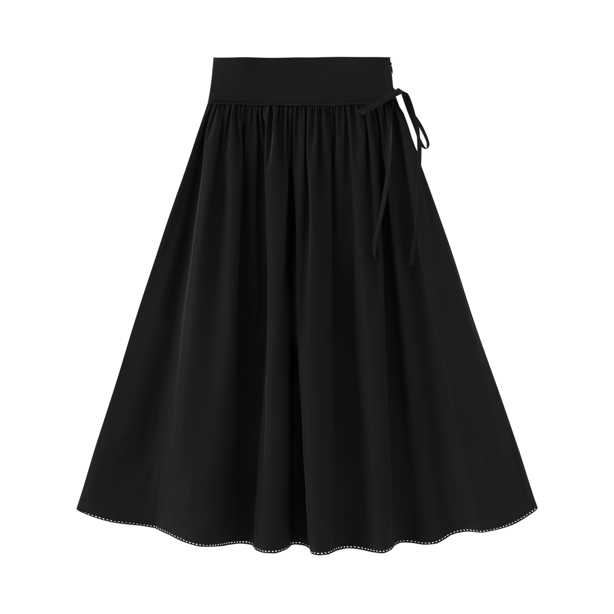 Taffeta Gathered Skirt With Bow