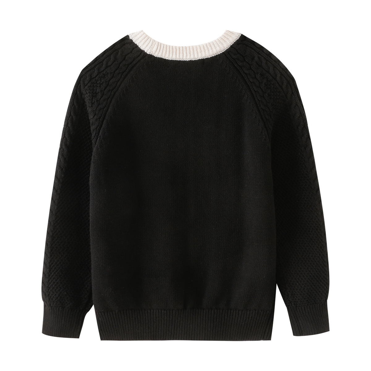 Cable Knit Sweater With Contrast Edging