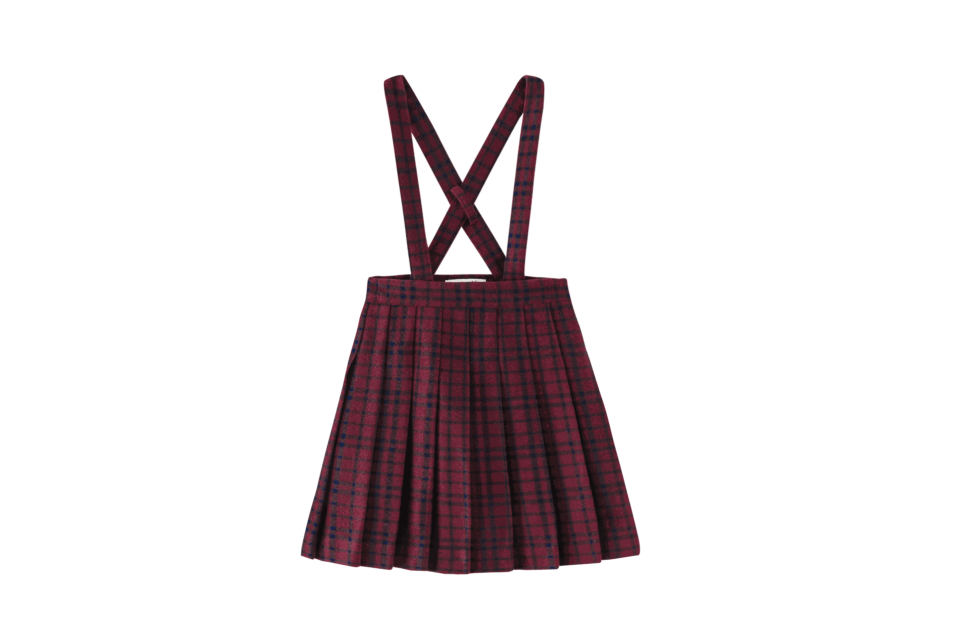 Plaid Pleated Suspender Skirt