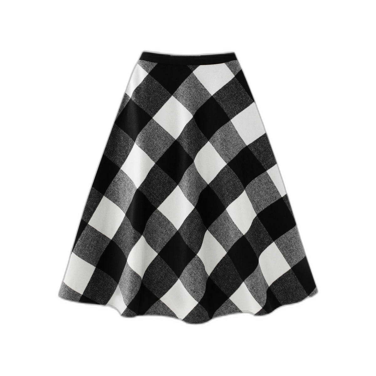 Wool Plaid Midi Skirt