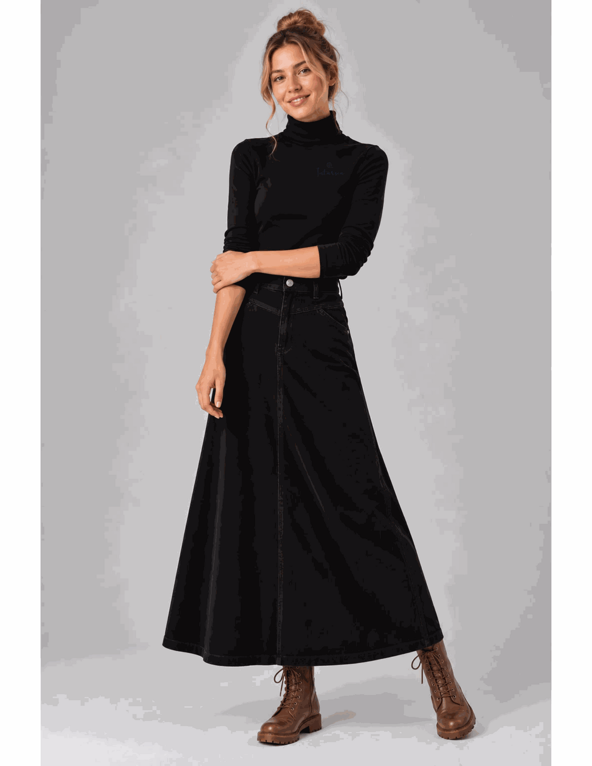 Corduroy Skirt With Button
