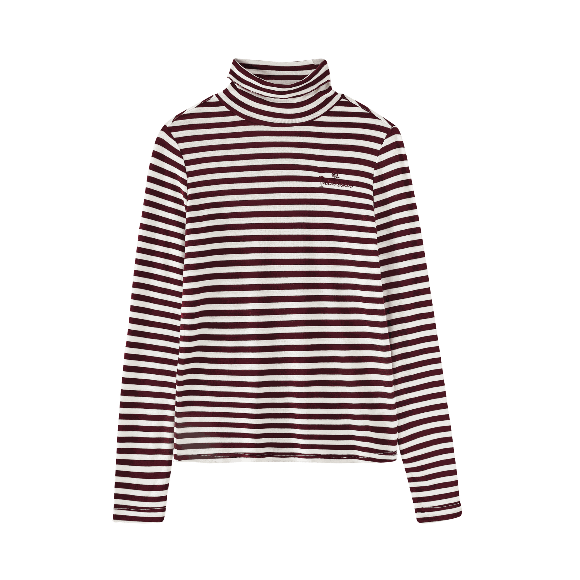 Striped Turtleneck With Embroidery