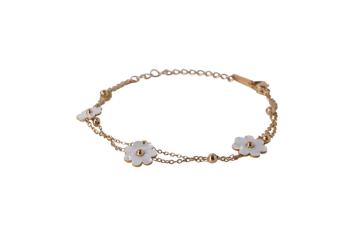 Double Chain Bracelet With Flowers
