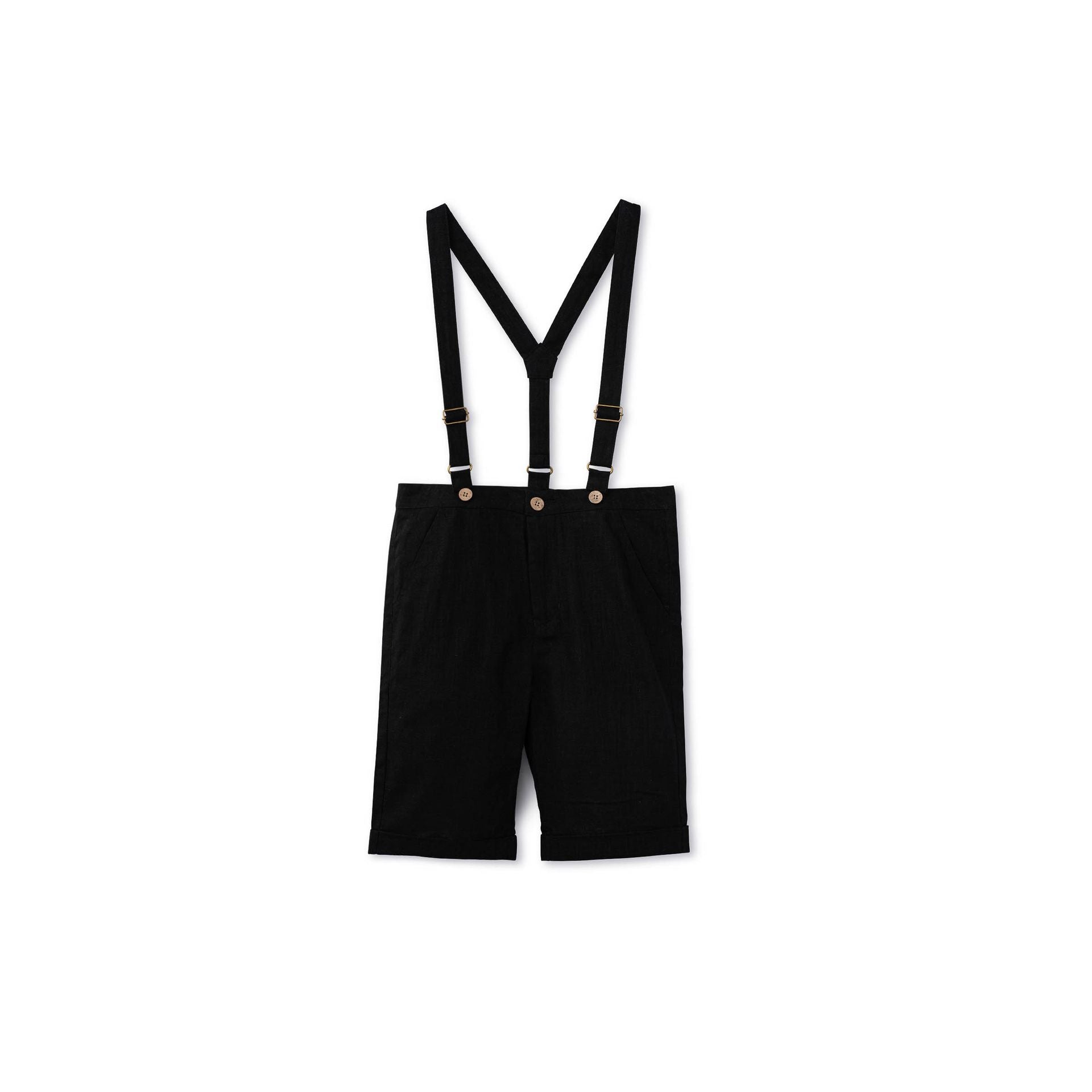 Short Suspender Linen Pants