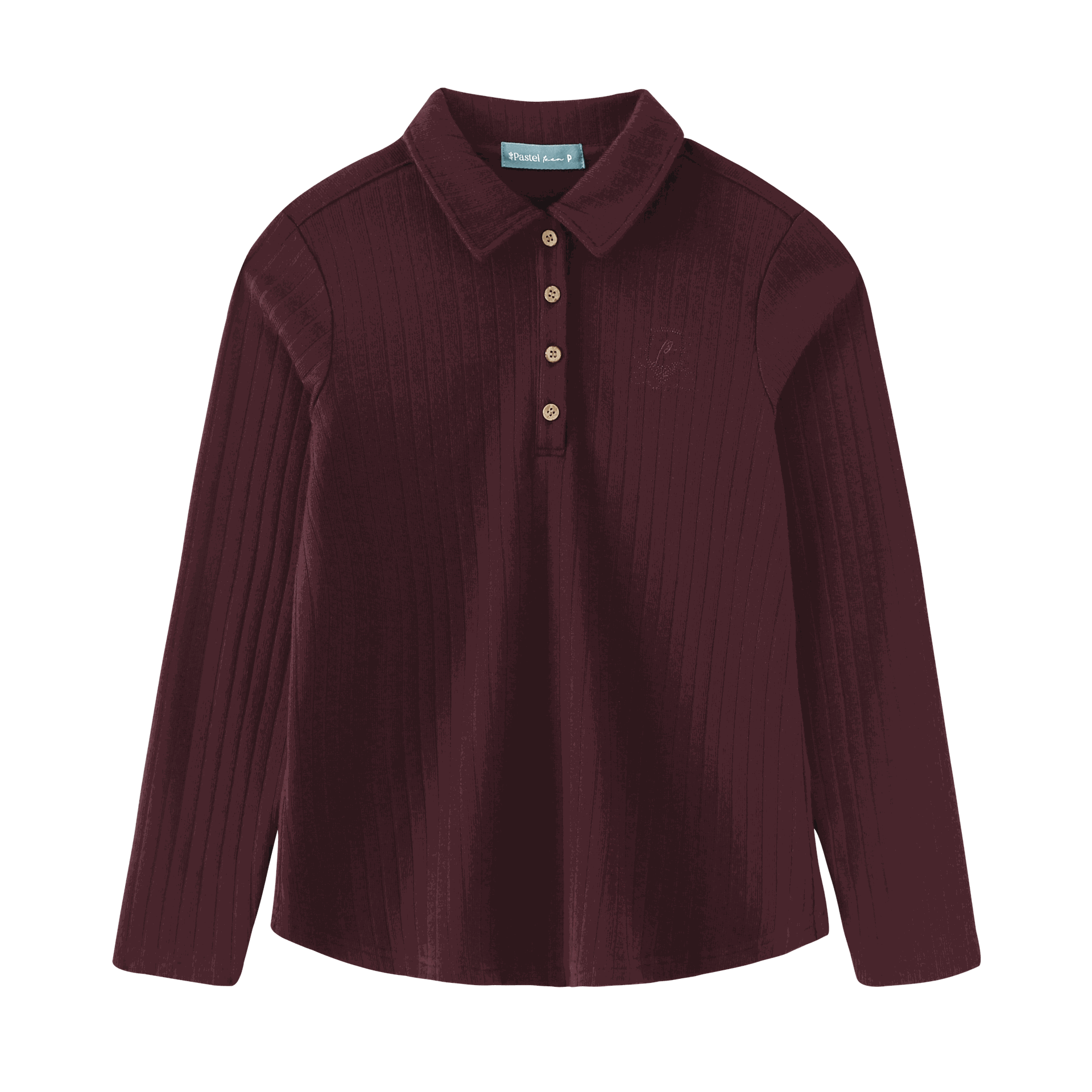 Ribbed Button-Collar Tshirt