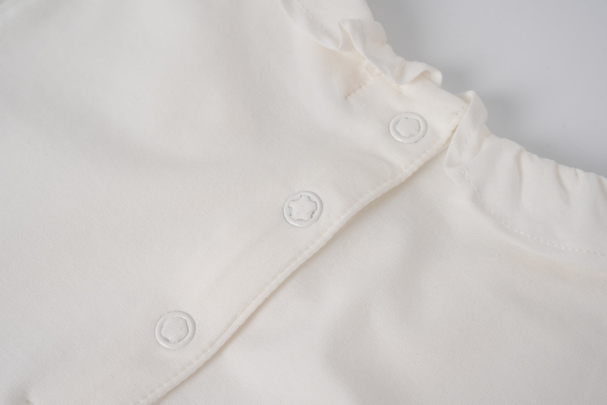 Short Sleeve Onesie With Ruffle Neck