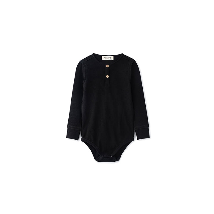 Long Sleeve Ribbed Henley Onesie