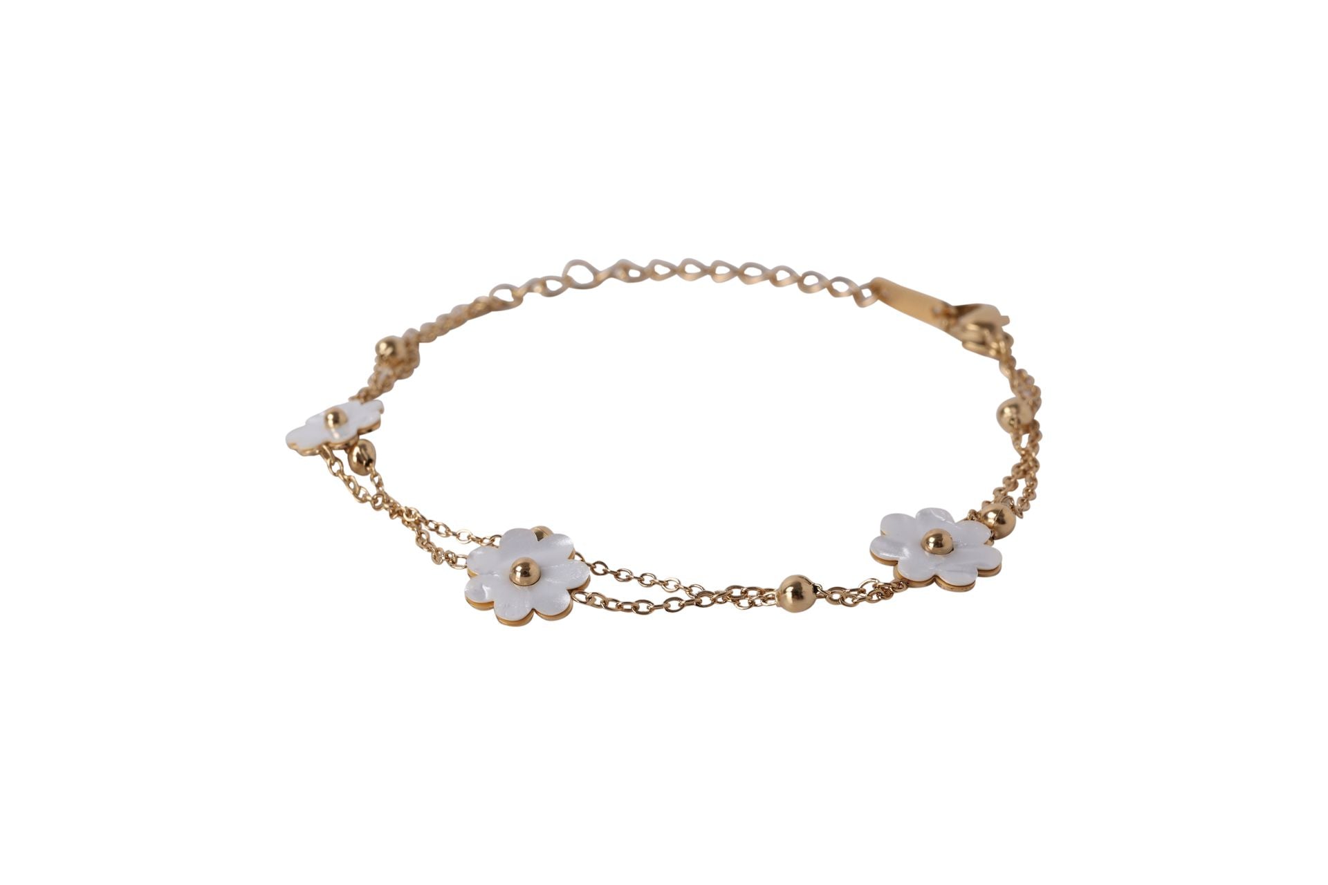 Double Chain Bracelet With Flowers