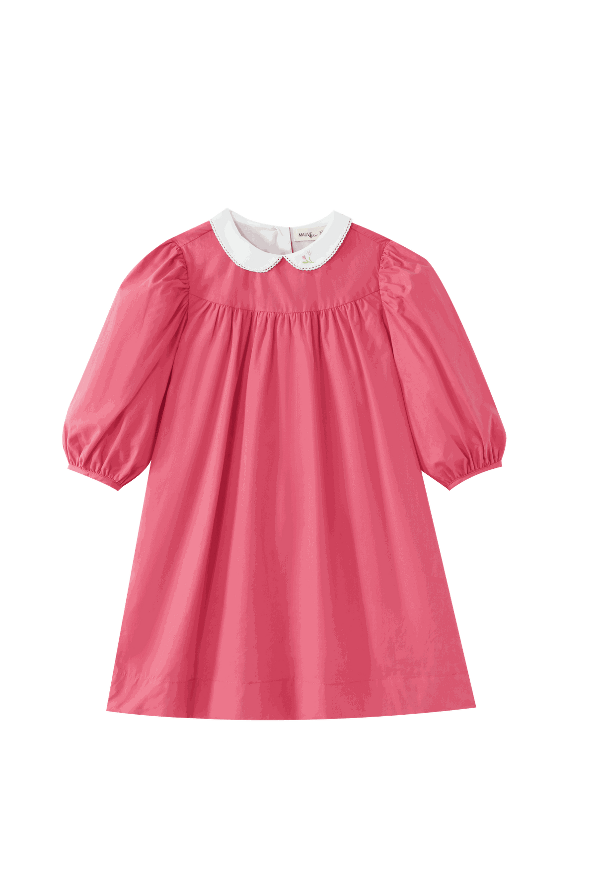Embroidered Collar High Yoke Dress