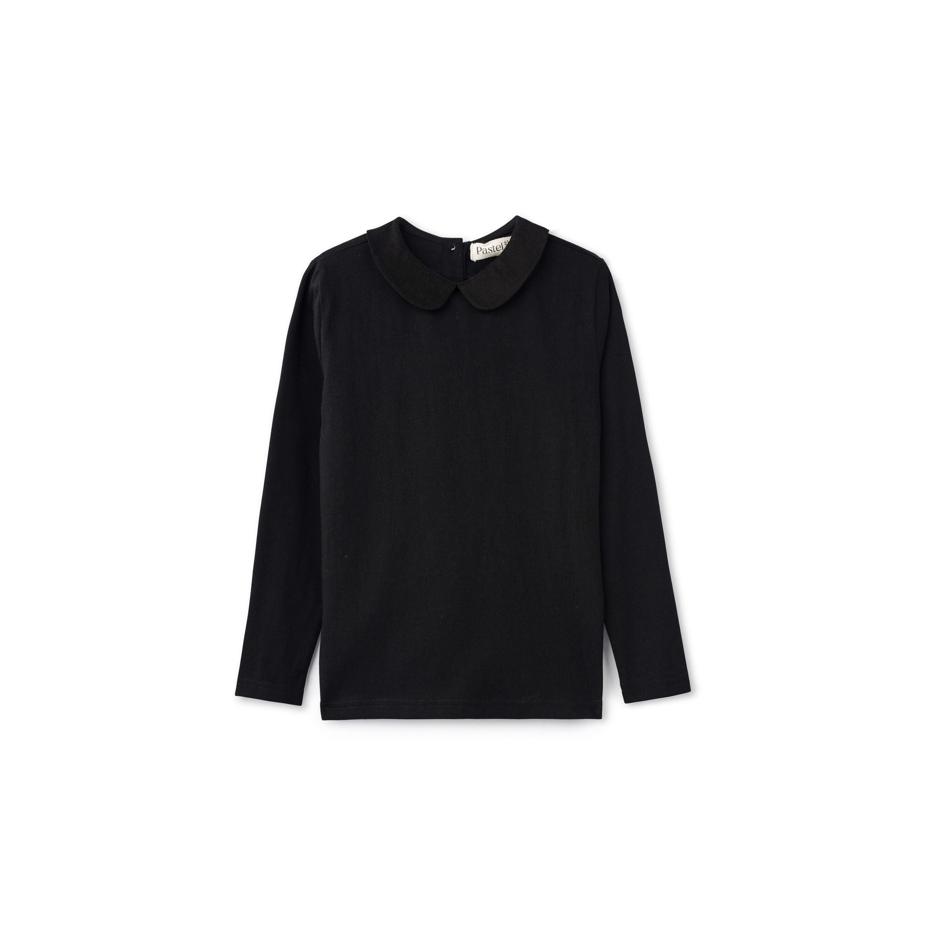 Long Sleeve Tee With Woven Peter Pan