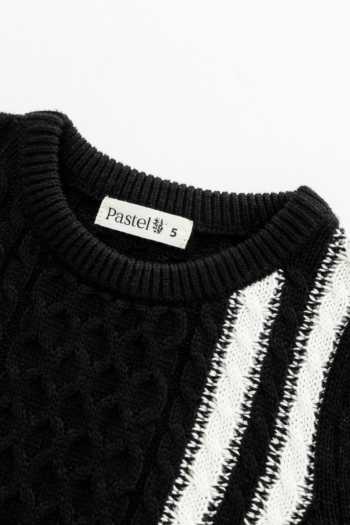Cable Sweater With Contrast Stripes