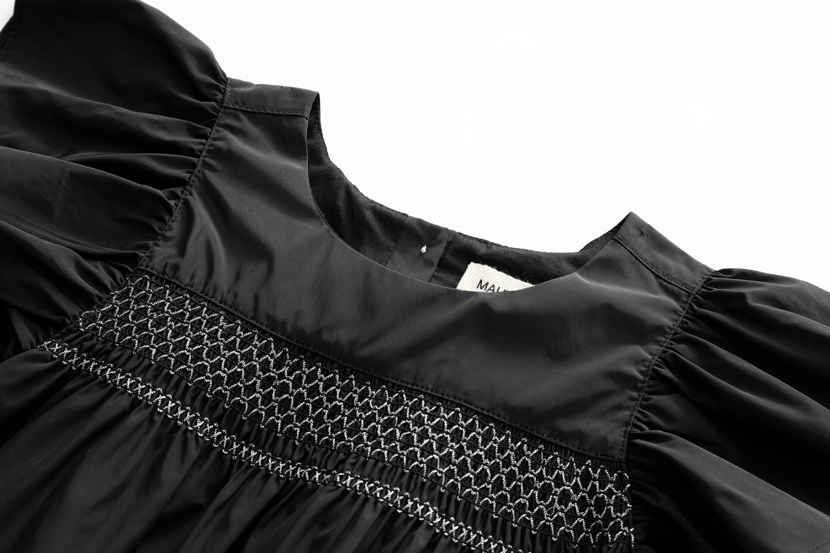 Smocked Flutter Sleeve Taffeta Jumper