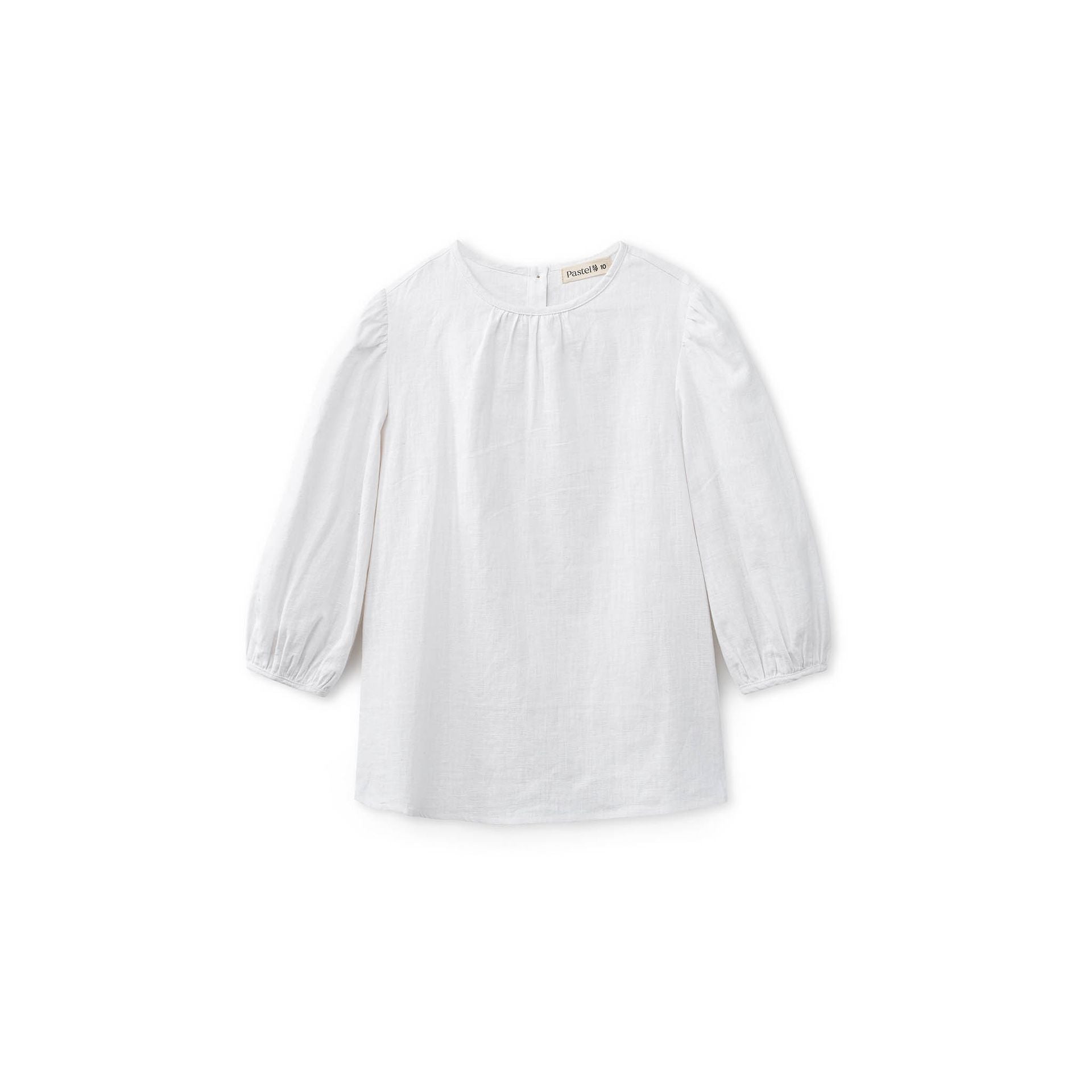 Gathered Neck Linen Blouse