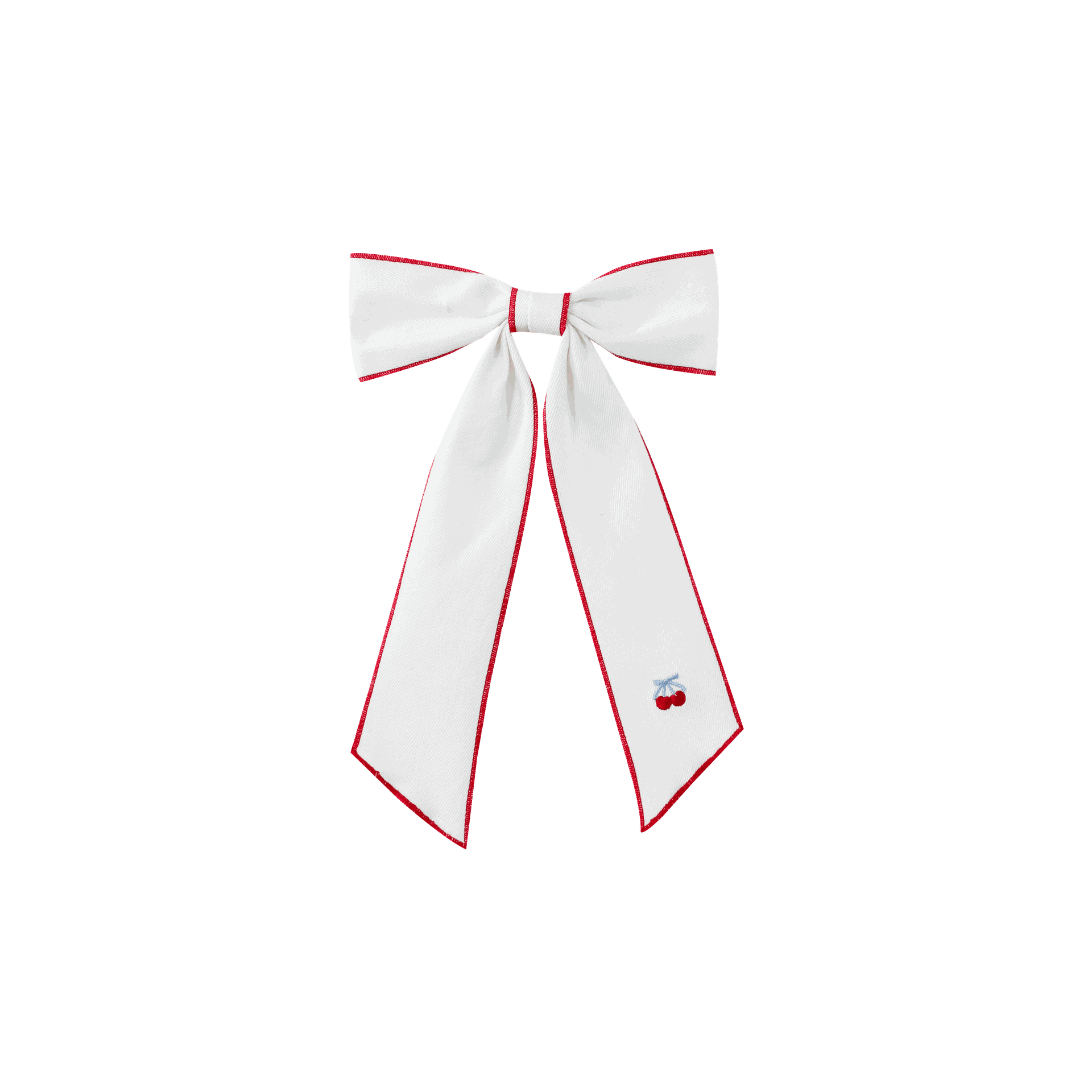 White Hair Bow With Cherry